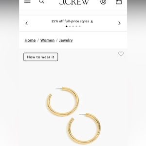 J Crew Gold Hoop Earrings- NWOT